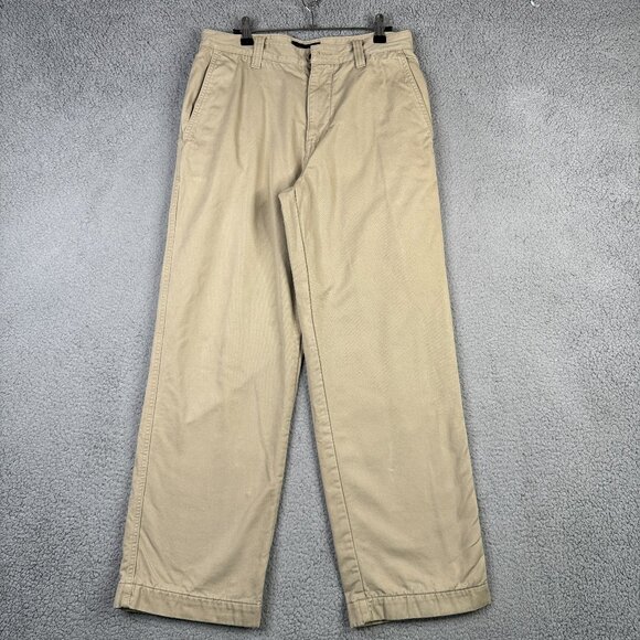 Eddie Bauer Pants Size 30x30 Beige Relaxed Fit Flannel Lined Loose Baggy Chino - Picture 1 of 16